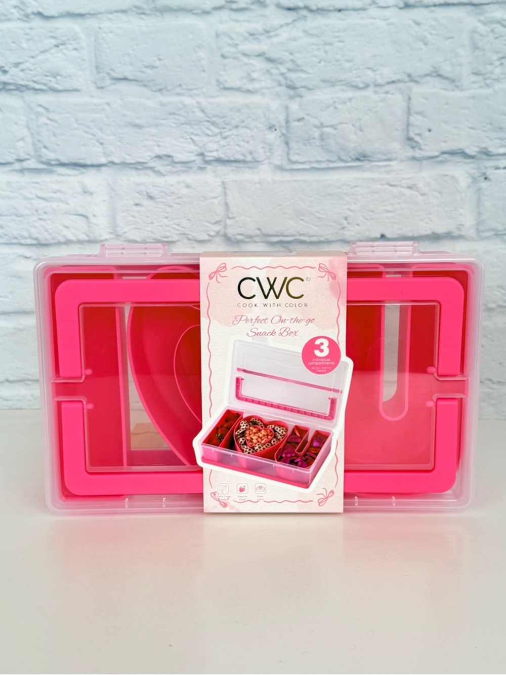 NEW Cook with Color CWC Snack Box Pink Love I Heart U Design On The Go - Picture 2 of 3